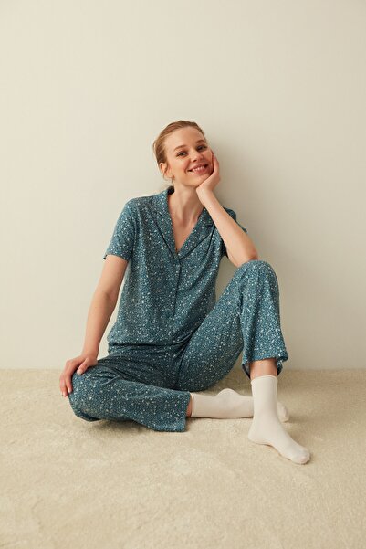 Penti Pyjama - Grün - Geblümt