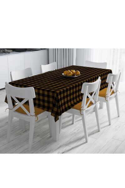 Adawall Yellow Black Square Tablecloth International Washing and Colorfastness Certificate 160 X 220cm, Fabric Fine Linen