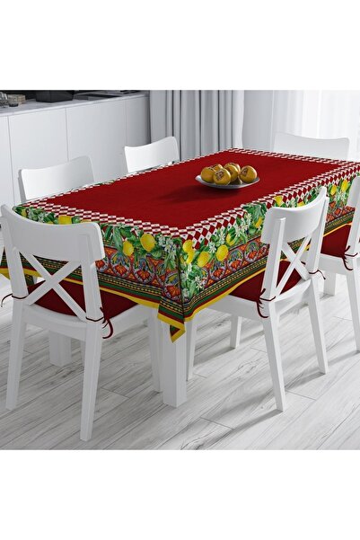 Adawall مفرش طاولة منقوش بالليمون الملون - (كتان رقيق، شهادة عالمية للغسيل والتلاشي)