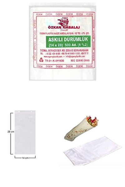 Özkan Ambalaj Temizlik Dürüm Altı / Çiğköfte Altı Poşeti 14x28 Cm 500 Adet