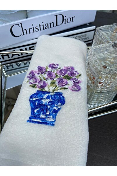 LİNDA MİA Blue Blanc Nakışlı Havlu