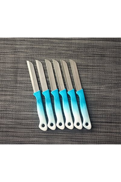Solingen Meyve Sebze Bıçağı Ebruli Turkuaz-beyaz 6'lı