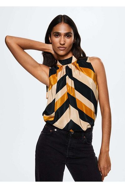 MANGO Woman Patterned Satin Blouse
