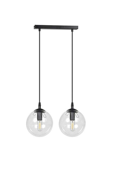 BSA LIGHTING Aline 2'li Sıralı Siyah Avize (şeffaf Camlı)
