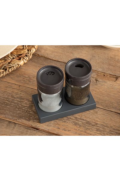 English Home Greta Glass 105 ml Anthracite - Set of 2 Salt and Pepper Shakers