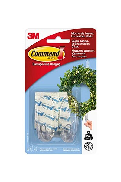 COMMAND 17091 Transparent Hanger, Medium Size