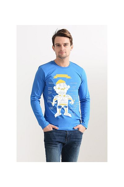 Tshirthane Φούτερ με μακρυμάνικο μπλε μπλουζάκι με αστεία στάμπα ανατομίας