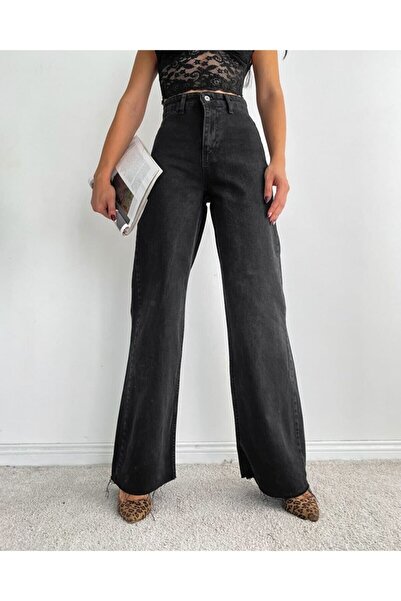 DRC trend Crne likra super visoke široke farmerke palazzo pantalone. (Super v...