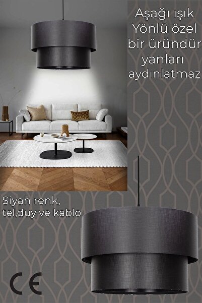 Vivido Abajur Pasta Sarkıt Avize Siyah Finlin