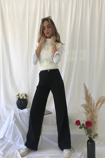 DRC trend Diva Black Sa likrom Super Visok struk široke farmerke Palazzo pant...