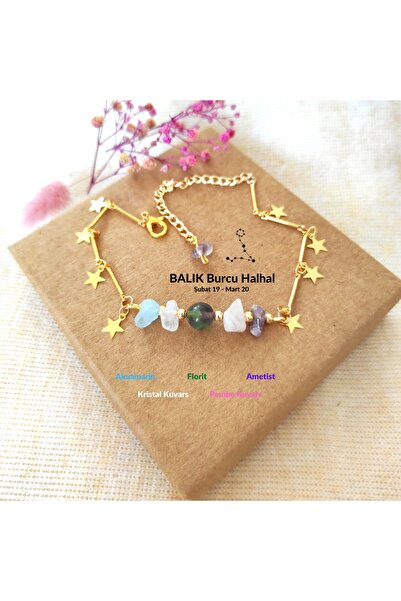 LightCrop Design Pisces Adjustable Natural Stone Gold Anklet
