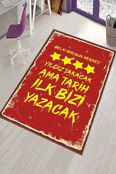 Lizia Home Makinede Yıkanan Kaymaz Taban Aslan Taraftar Halısı Ar1154