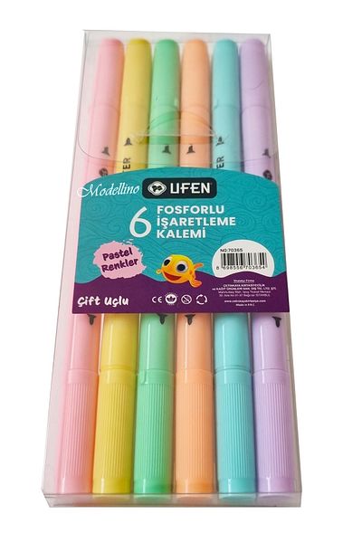 Modellino Double Ended 6-Piece Pastel Colors Ufen Highlighter - Felted Pen