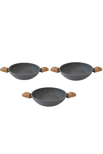 Leydi Marble Natura Granite Sahan Egg Pan 18 Cm - 20 Cm - 22 Cm Set