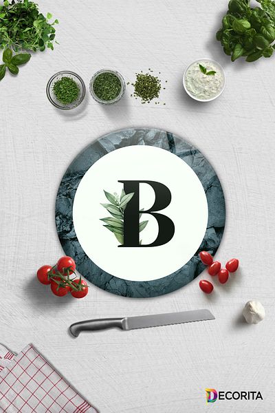 Decorita Glass Cutting Board - Glass Cutting Board |   Letter Design |   B |   Diameter32Cm