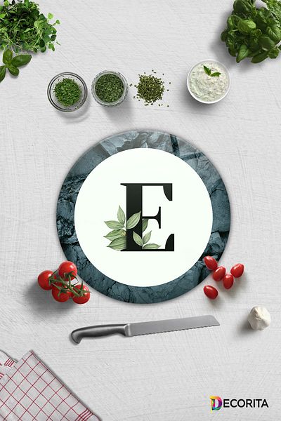 Decorita Glass Cutting Board - Glass Cutting Board |   Letter Design |   E |   Diameter32Cm