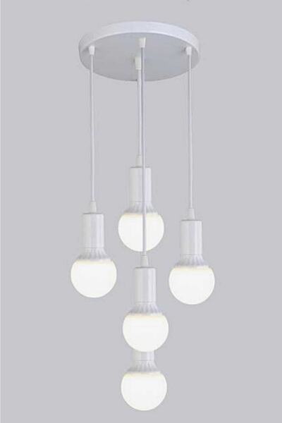 BSA LIGHTING ثريا متدلية بيضاء مكونة من 5 قطع من Cisem