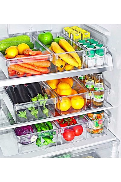 Nandy Home 3 Pieces Midi Tall Clear Refrigerator - In-Cabinet Organizer
