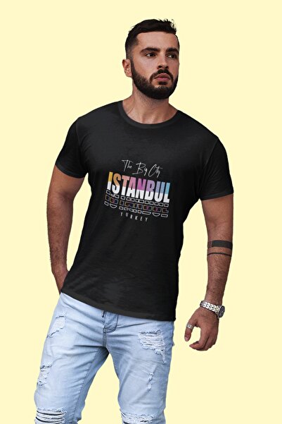 SUNFREE Μαύρο μπλουζάκι Istanbul Printed