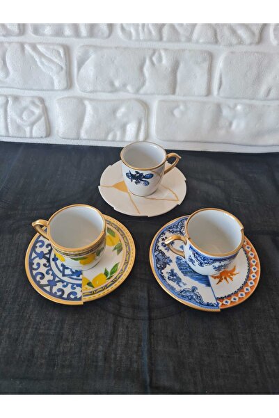 EMİRA HOME Mix Lux Set Turkish Coffee Cup Set for 6 People