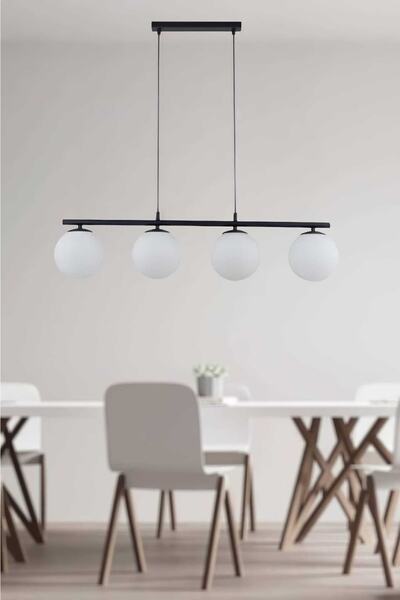 BSA LIGHTING ثريا بيلين 4 قطع باللون الأسود (مع زجاج أبيض)