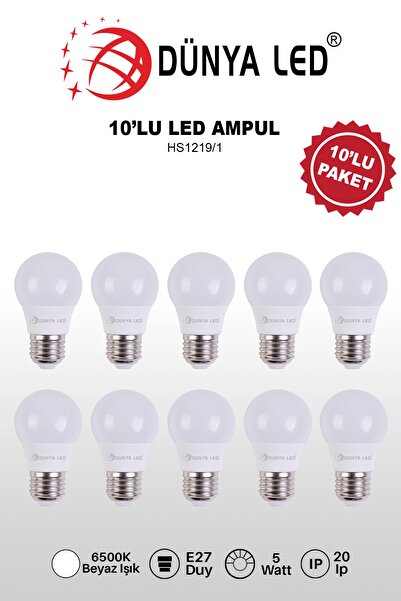 DÜNYA LED Hs.1219/1 5w E-27 Led Armut Ampul 6500k Beyaz Işık Yüksek Lümen Kolay Kullanım Fiyat Performansı