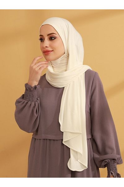 Tuva Şal Practical Combed Shawl with Neck Collar - Ecru - Canvas