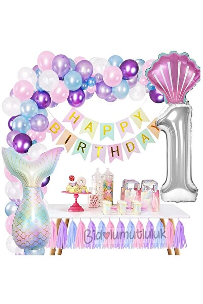 BİDOLUMUTLULUK Deniz Kızı Konsept Metalik Balon Seti
