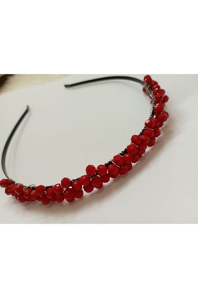 Sare Çocuk Giyim Handmade Sturdy Metal Crown Bridesmaid And Henna Crown From Red Pearl Beads
