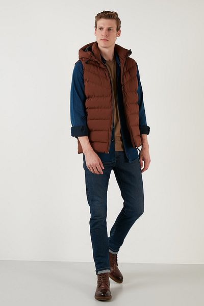 Buratti Φερμουάρ Slim Fit Κουκούλα Φουσκωτό Γιλέκο Ανδρικό Γιλέκο 5711451