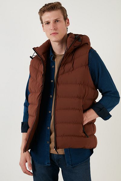 Buratti Φερμουάρ Slim Fit Κουκούλα Φουσκωτό Γιλέκο Ανδρικό Γιλέκο 5711451