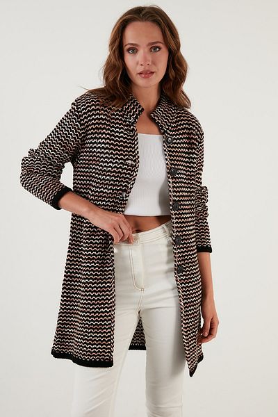 Lela Regular Fit Buttoned High Collar Knitted Cardigan Women's Cardigan