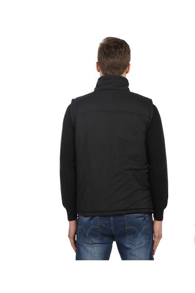 DERİNMAVİTASARIM Erkek Siyah Battal Büyük Beden Polarlı Çok Cepli Iş Yelek