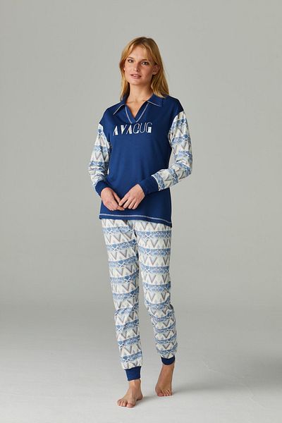 Feyza Pijama Σετ γυναικείες πιτζάμες με γιακά πουκάμισο Lucy