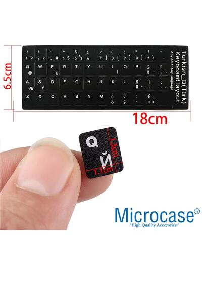 Microcase Türkçe Q Klavye Etiketi Laptop Macbook Pc Sticker - Siyah