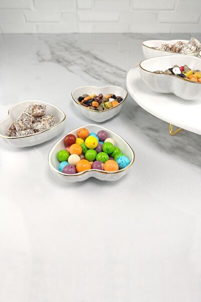 Digithome Ipek Porselen Altın Yaldızlı 6'lı Kalpli Kase 10 Cm - 64623 Bh-12g C320.045