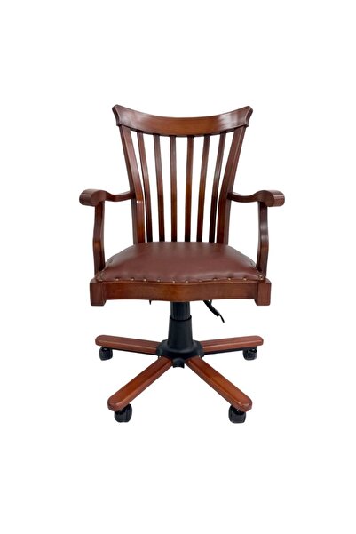 ROYS AHŞAP 5516 Eskitme Ceviz Amortisörlü Çalışma Sandalyesi