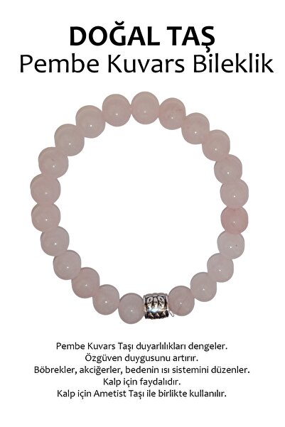 REMSATİC Genuine Natural Stone Bracelet - Pink Quartz Stone (pink Quartz)