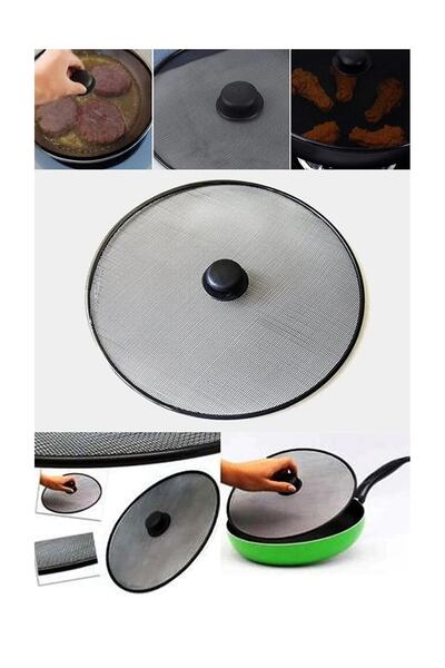 ÖzSima Yağ Sıçratmayan Tava Tencere Kapağı Çok Amaçlı Metal Siyah Telli Sıçra...