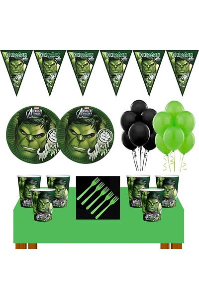 Parti Furyası Hulk 32-Person Birthday Concept Hulk Party Ornaments Hulk Party Concept Economic