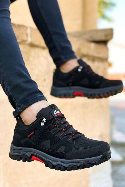Aleza Shoes Ανδρικά αθλητικά μποτάκια Robs μαύρα κόκκινα