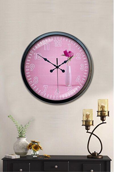 Generic Brand Gift Wall Clock 40 cm Metal Black Color Flower Model
