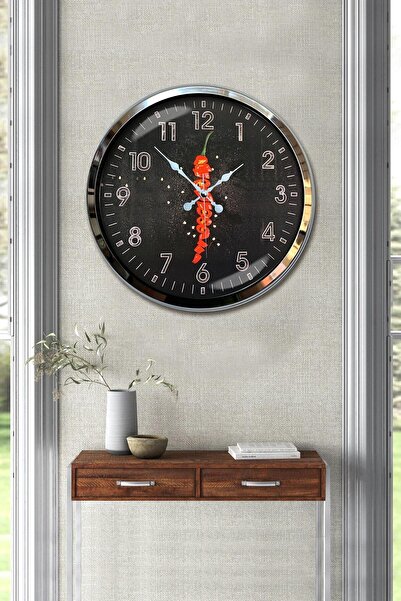 Genel Markalar Hediyelik Duvar Saati 40 Cm Metal Krom Renk Mutfak Modeli