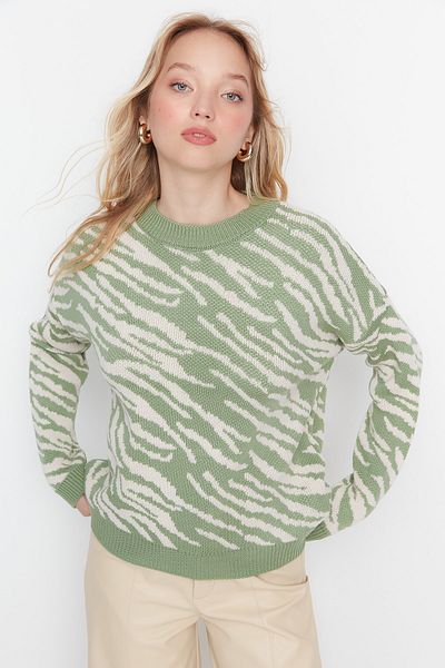 Trendyol Collection Pulover din tricotaje cu model mentă TWOAW22KZ0499