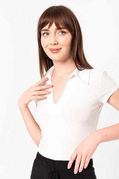 Laranor Ecru قميص طوق القمر كم بلوزة