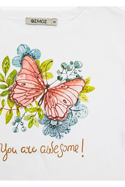 Ozmoz By Mukadder Özden Girl's Butterfly Patterned Crop T-shirt