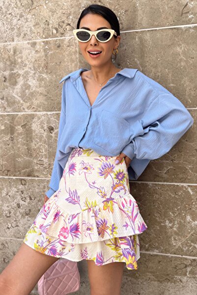 Seda Yalçın Atelier Екрю шорти з рюшами та візерунком