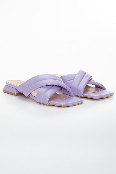 SUENO SHOES Women's Lilac Cross Soft Strapped Flat Slippers