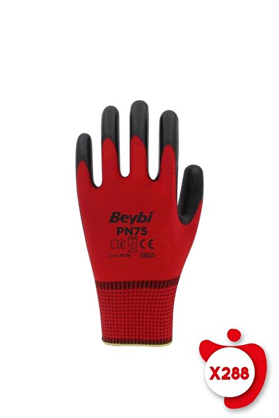 Beybi Pn75 Kırmızı Polyester Örme Nitril Iş Eldiveni 10 Beden 288 Çift