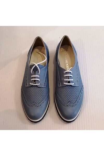 Drexel Women's Genuine Leather Blue Staple Perforated Soft Lightweight Lace-up Shoes